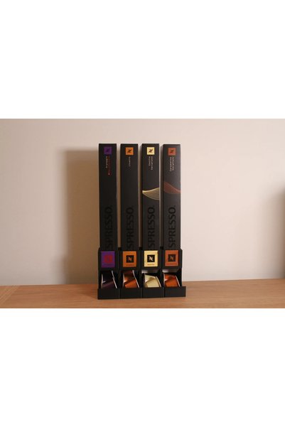 Essme Collection حامل كبسولات القهوة الأصلي المتوافق مع نسبريسو مع حامل وقاعدة لـ 4 كبسولات