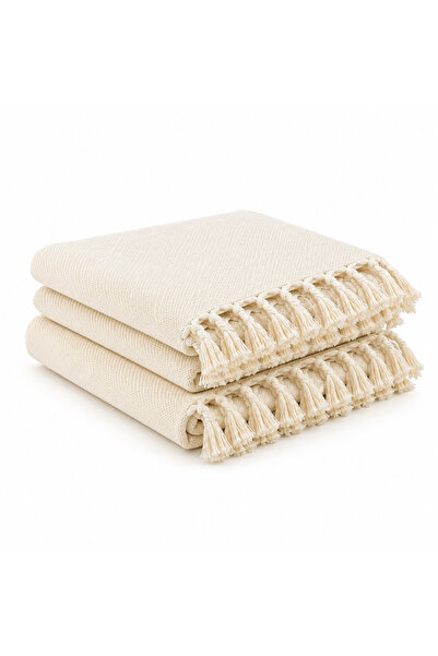 Asva Home Asvâ Home 2-Piece Deniz Peshtemali 90X185 cm 100% Cotton Patternles...