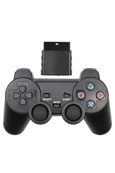 choice2 وحدة تحكم لاسلكية سوداء لـ PS2/PS1 بتقنية 2.4 جيجاهرتز مع اهتزاز لجها...