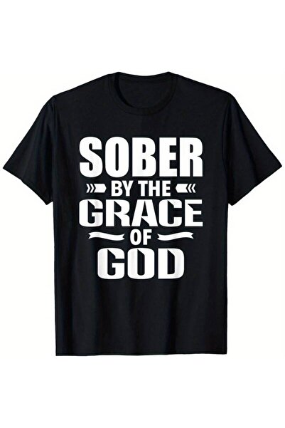 45 BPM Christian "Sober by The Grace of God" T-Shirt - Sobriety Faith-Based A...