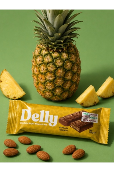 Delly Çikolata Kaplı Bademli & Ananaslı Meyveli Bar 12 Adet X 35g
