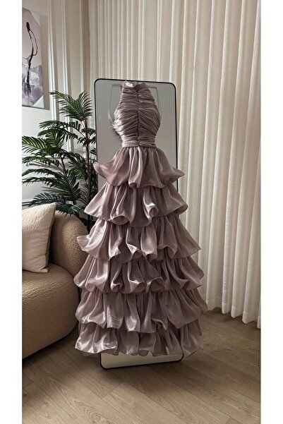 Dubai Mofu Dusty Rose Dress with High-End Design, Elegant Pleats