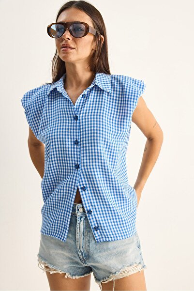 Hiccup LUCCI Cămașă Fără Mâneci Din Bumbac Cu Carouri Gingham