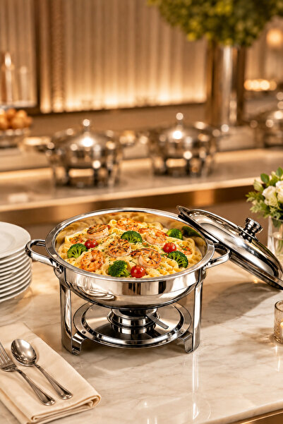 JIYUANG 4.5L Stainless Steel Chafing Dish Buffet Set with Lid, Water Pan and ...