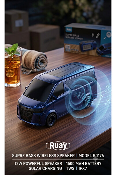 Primo Plus 12W Wireless Bluetooth Car Speaker with Solar Charging, Deep Bass ...