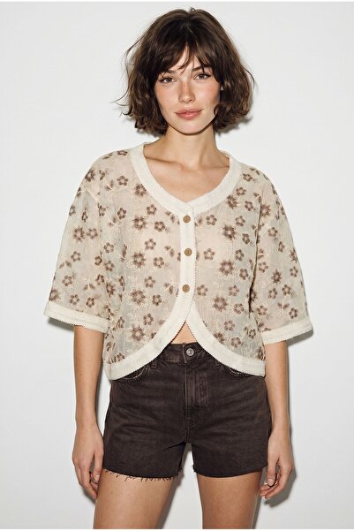 Hiccup LUCCI Cardigan Scurt Jacquard Floral