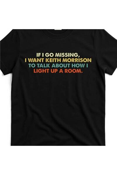01THEONE Men's Fun Missing Person Pattern T-Shirt Keith Morrison Quotes Black...