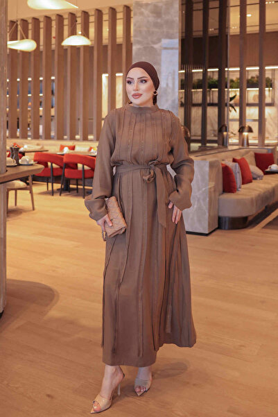 İmajButik Φόρεμα με λεπτομέρεια από πέτρα βιζόν και δέσιμο στη μέση