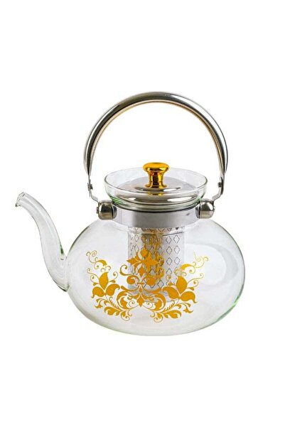 BASURRAH Transparent glass teapot with heat-resistant stainless steel handle ...