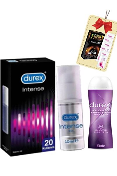 Durex Intense Kadın His Jeli-200 ml Aloe Vera Masaj Jel Set+12'li Uzun Yol Pr...