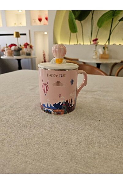 MİMSEGÜN DEKOR Happy Trip Cup with Lid and Spoon