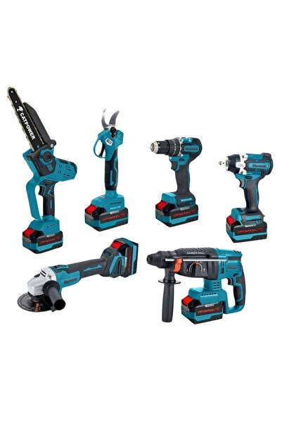 CATPOWER EL ALETLERİ CATPOWER KÖMÜRSÜZ AKÜLÜ 6 LI SET: MATKAP, SOMUN SIKMA, K...