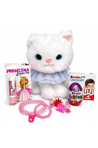 velve Set premium pentru fetite, Pisicuta de plus,dulciuri Kinder,bratari,acc...