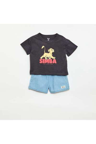 KIABI Simba' Short T-shirt and Shorts Set - 2-Piece BLACK