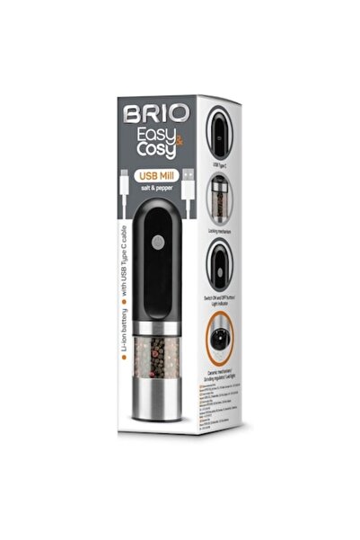 BRIO Râșniță electrică de sare/piper Easy Cosy cu USB, negru, mecanism cerami...