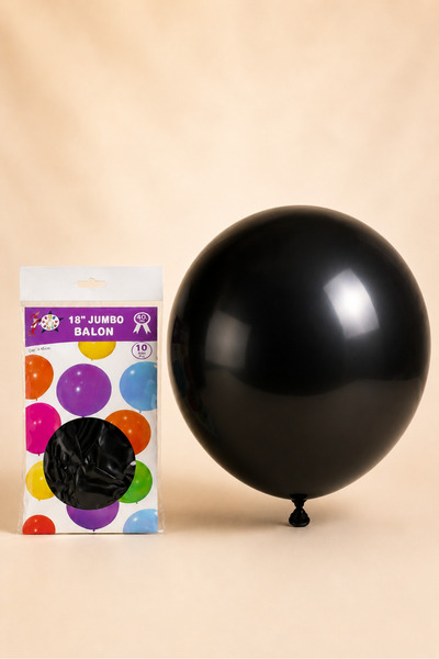 HBK Balon HBK Lateks Siyah Balon 18 İnç 45 cm 10 Adet, Büyük Boy Doğum Günü D...
