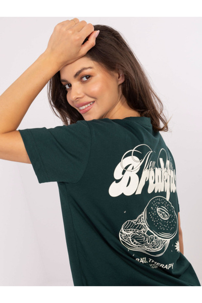 Sublevel Tricou Dama, Sublevel, Bumbac, Maneca scurta, Verde inchis, model D1...