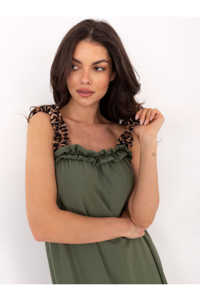Italy Moda Rochie Dama, ITALY MODA, Viscoza, Alta croiala, Khaki, model MI-SK...