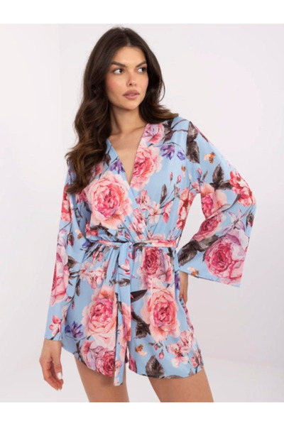Italy Moda Women's Jumpsuit, ITALY MODA, Polyester, Long Sleeve, Blue, model ...