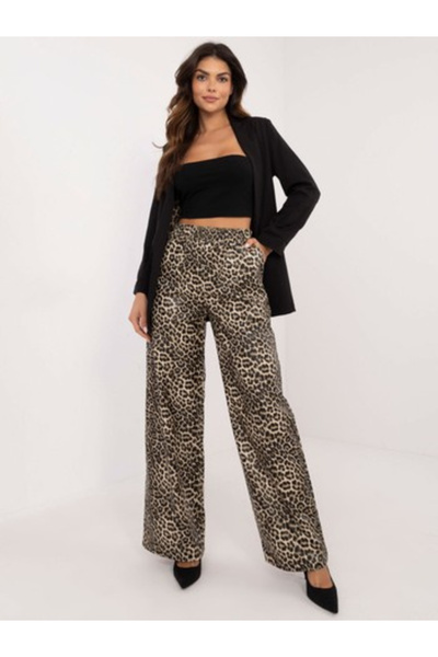 LAKERTA Γυναικεία παντελόνια, LAKERTA, Πολυεστέρας, Animal Print, Μπεζ, μοντέ...