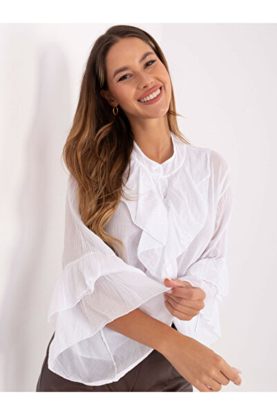 Italy Moda Women's Shirt, ITALY MODA, Cotton, 3/4 Sleeve, White, model MI-KS-...