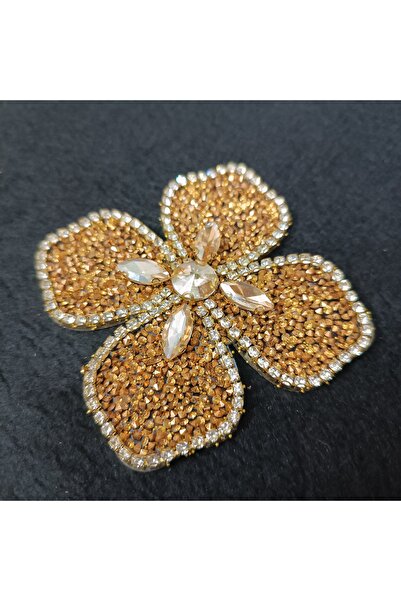 Leylak Store Ütüyle Yapışan Parlak Taşlı Aplik Gold Rengi