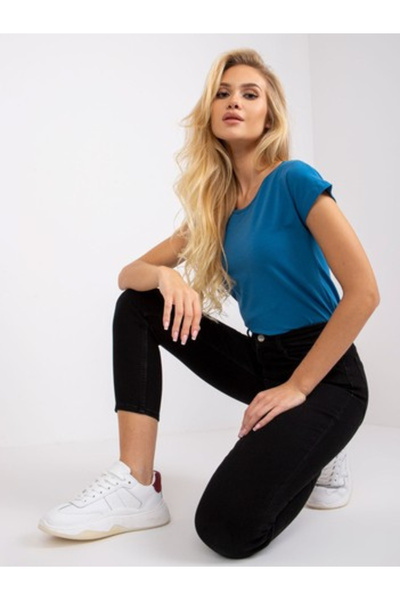 Basic Feel Good Tricou Dama Mini, Decolteu barcuta, BASIC FEEL GOOD, Albastru...