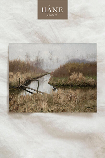 Hane Concept Vintage Single Tree Horizon Poster, Cloudy Wide Rural Landscape