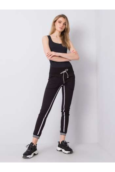 rue parıs Pantaloni Trening Dama Lunga, Mansete elastice, RUE PARIS, Negru Ca...