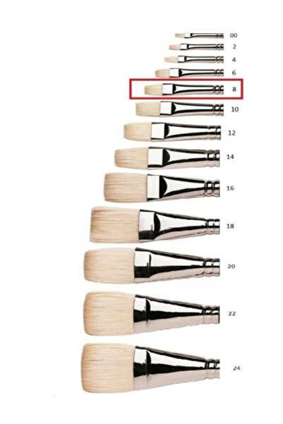Brons Oil Acrylic Paint Brush Flat Cut Brush Art 210 No:8 - 2 Pieces