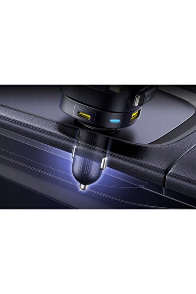 Baseus Încărcător auto cu cabluri retractabile USB-C Lightning 90W QC PD
