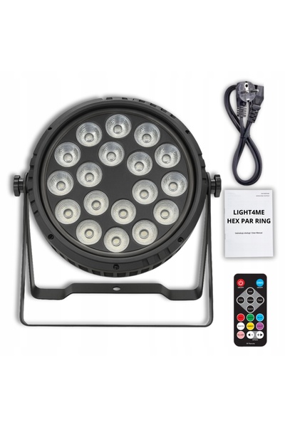 LIGHT4ME Proiector scenă LED Hex Par cu efect de inel RGBWA+UV + telecomandă
