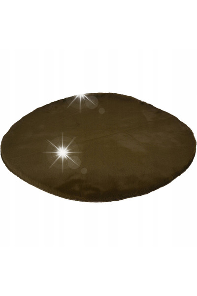 Home Styling Collection Covor rotund moale din blană artificială, verde închi...