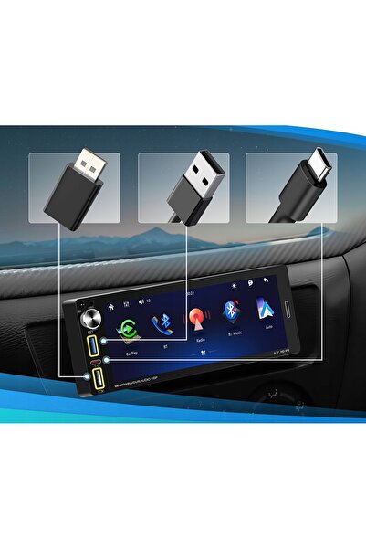 ALLNOEL Radio auto 1 DIN USB tactil Android Auto CarPlay Mirror Link USB