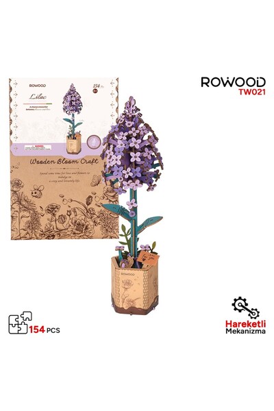 ROWOOD TW021 Leylak Çiçeği (Lilac) DIY Minyatür Maket Model Seti Ahşap 3D Woo...