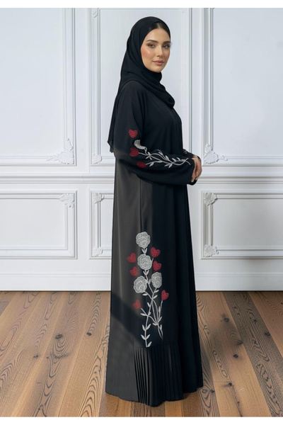Nukhbaa Elegant Floral Embroidery Abaya | Nida Fabric-869