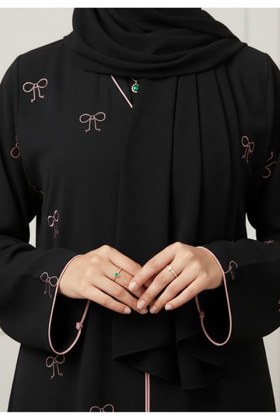 Nukhbaa Classic Black with Pastel Pink accents-893