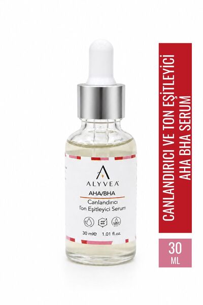 ALYVEA COSMETICS AHA BHA Yüz Serumu 30 ml – Canlandırıcı ve Ton Eşitleyici Ci...