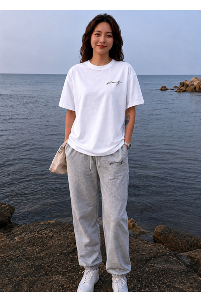 CLOTHES33 T-Shirt Tracksuit 2-Piece Combination Thin Summer Sweat-Absorbing H...