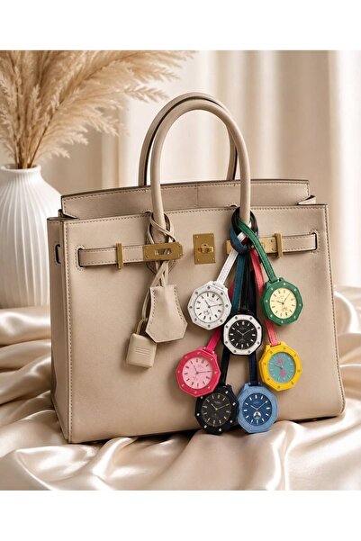 HEPBİMODA Lüks Saat Tasarımlı Çanta Süsü Bag Charm Anahtarlık