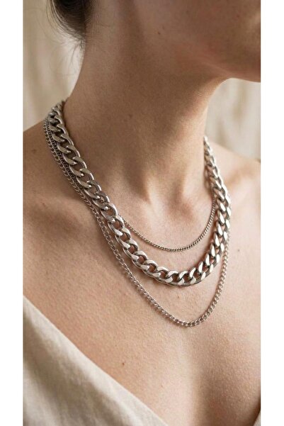 ILSA Antique Coin Pendulum 3 Layer Chain Necklace