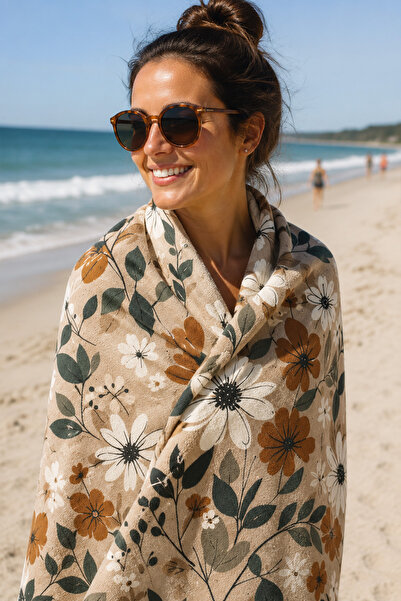 Moud's Digital Printed 70X150Cm Wild Daisies Patterned Beach Towel - Bath Tow...