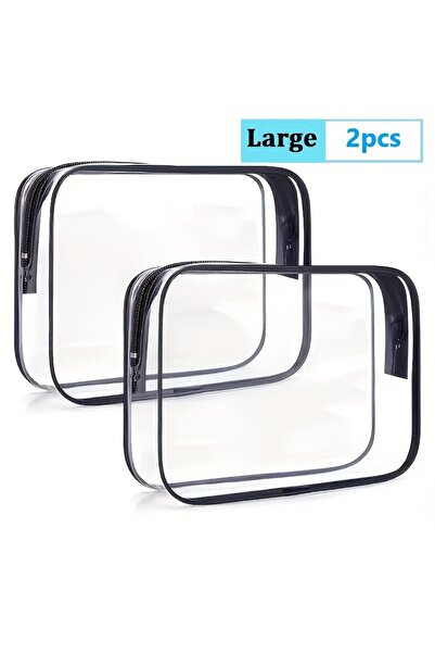 Choice Large-2pcs 2PC Transparent Makeup Bags,Portable Durable Cosmetic Stora...