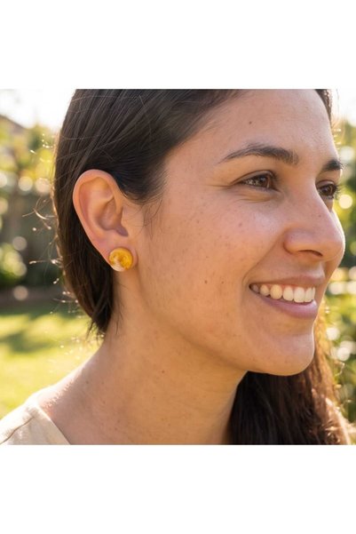 Dodemert Home Amber Nokta Polymer Clay & Epoxy Handmade Nail Earrings
