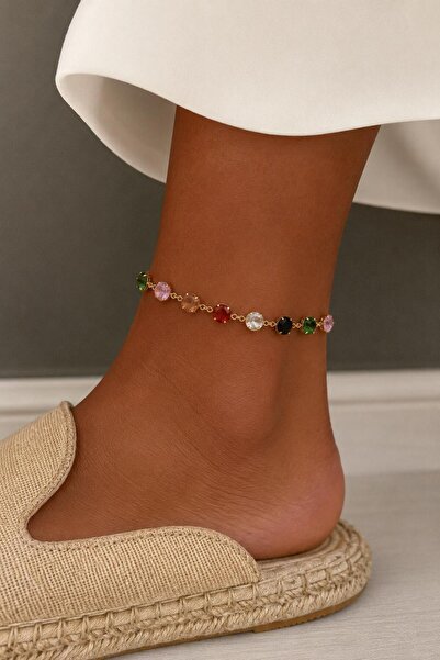 ✨ Gold Plated Colorful Zircon Stone Adjustable Anklet