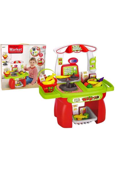 LeanToys Set supermarket Coș de cumpărături Cântar
