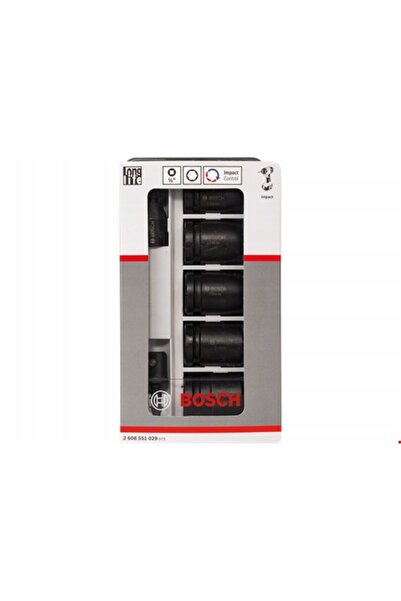 Bosch Set de 5 piese chei tubulare de impact de 1/2 inch + Adaptor de 1/4 inc...