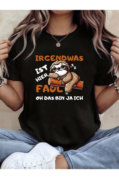Ekim11 تي شيرت نسائي بطبعة عبارات "Irgendwas Ist Hier Faul / Oh Das Bin Ja Ic...
