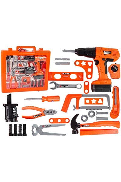 LeanToys Set de unelte: Mașină de găurit cu acumulator, valiză, fierăstrău