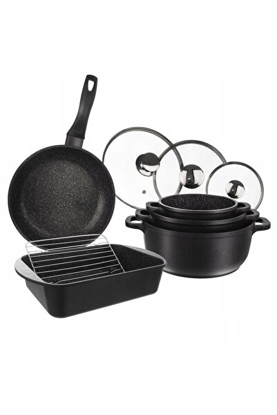 Orionis Set de vase 9 piese ORION GRANDE Granitowy Brytfanna Ruszt PFLUON